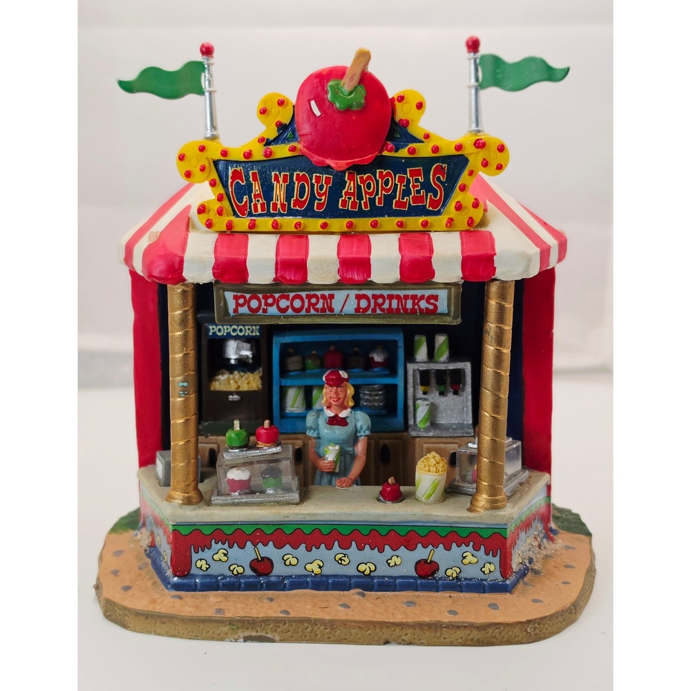 Lemax Village Collection Candy Apples Popcorn Concession Stand 2008 Carnival